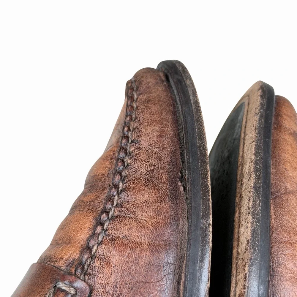 Franco Cuadra Shoes Mens Size 27.5 Brown Leather Loafers Slip‎ On Shoes
